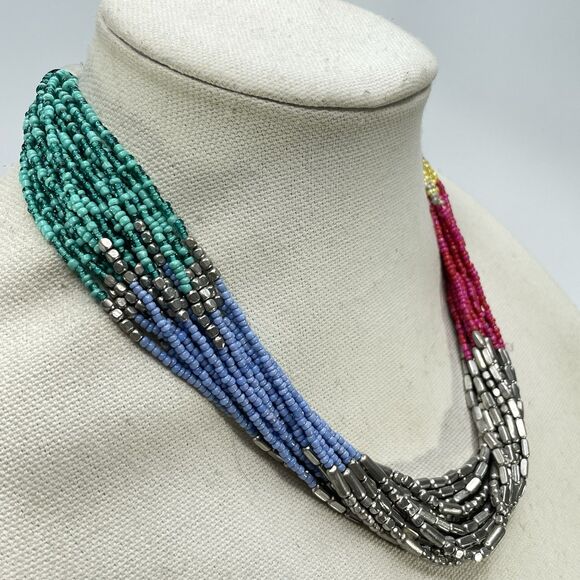 Stunning Kenneth Cole Statement Piece Necklace Colorful Beaded Bold Necklace - Picture 6 of 8